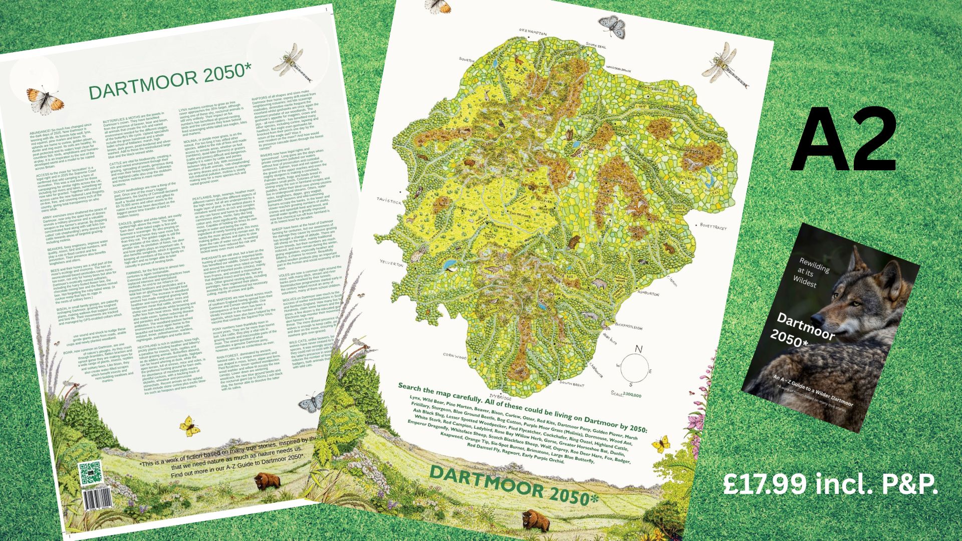 A2 Dartmoor 2050* Rewilding at its Wildest. A2 Poster (rolled) plus 64 page A-Z Guide.